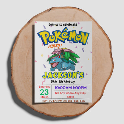 Venusaur Birthday Invitation Template | Pokemon Invite - CreativeRino