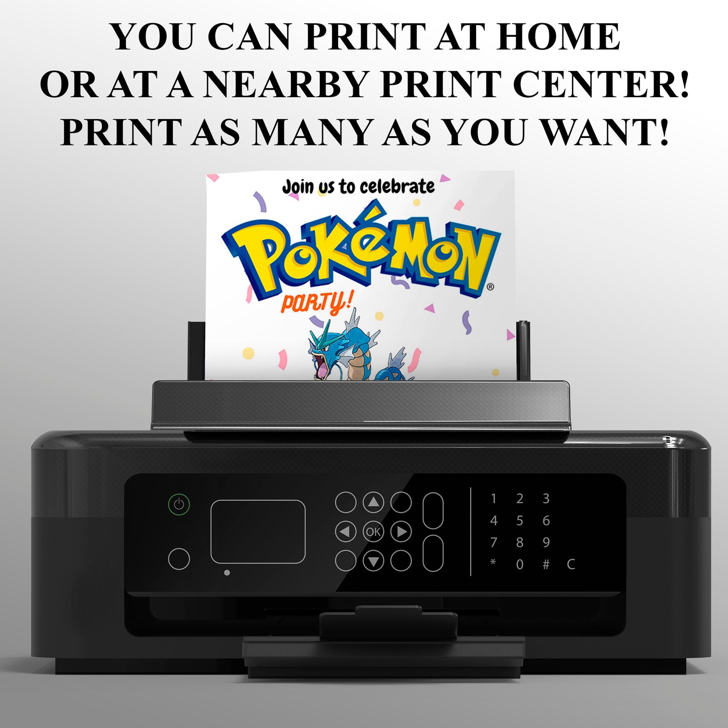 Gyarados Birthday Invitation Template | Pokemon Invite - CreativeRino