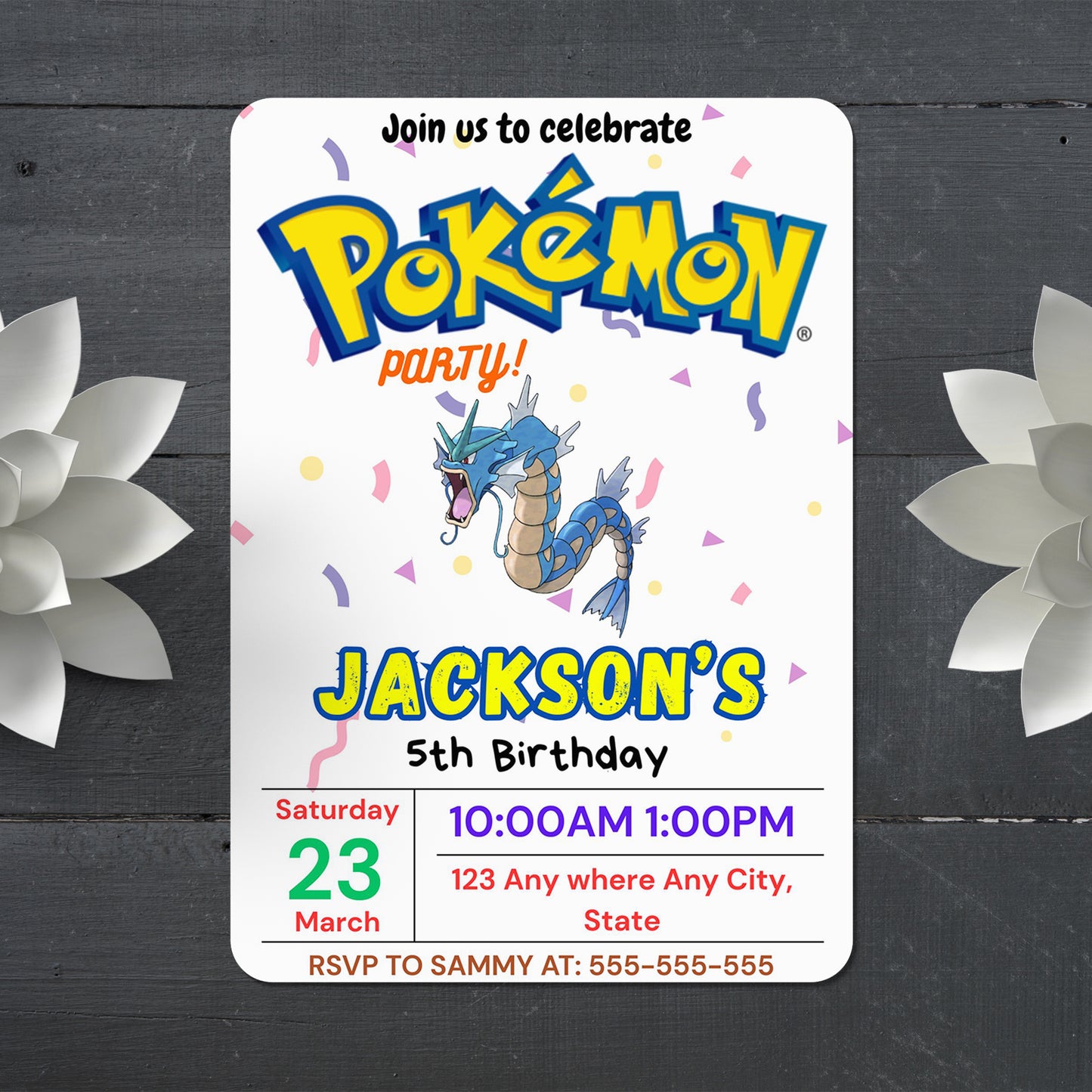 Gyarados Birthday Invitation Template | Pokemon Invite - CreativeRino