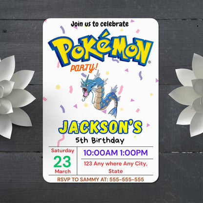Gyarados Birthday Invitation Template | Pokemon Invite - CreativeRino