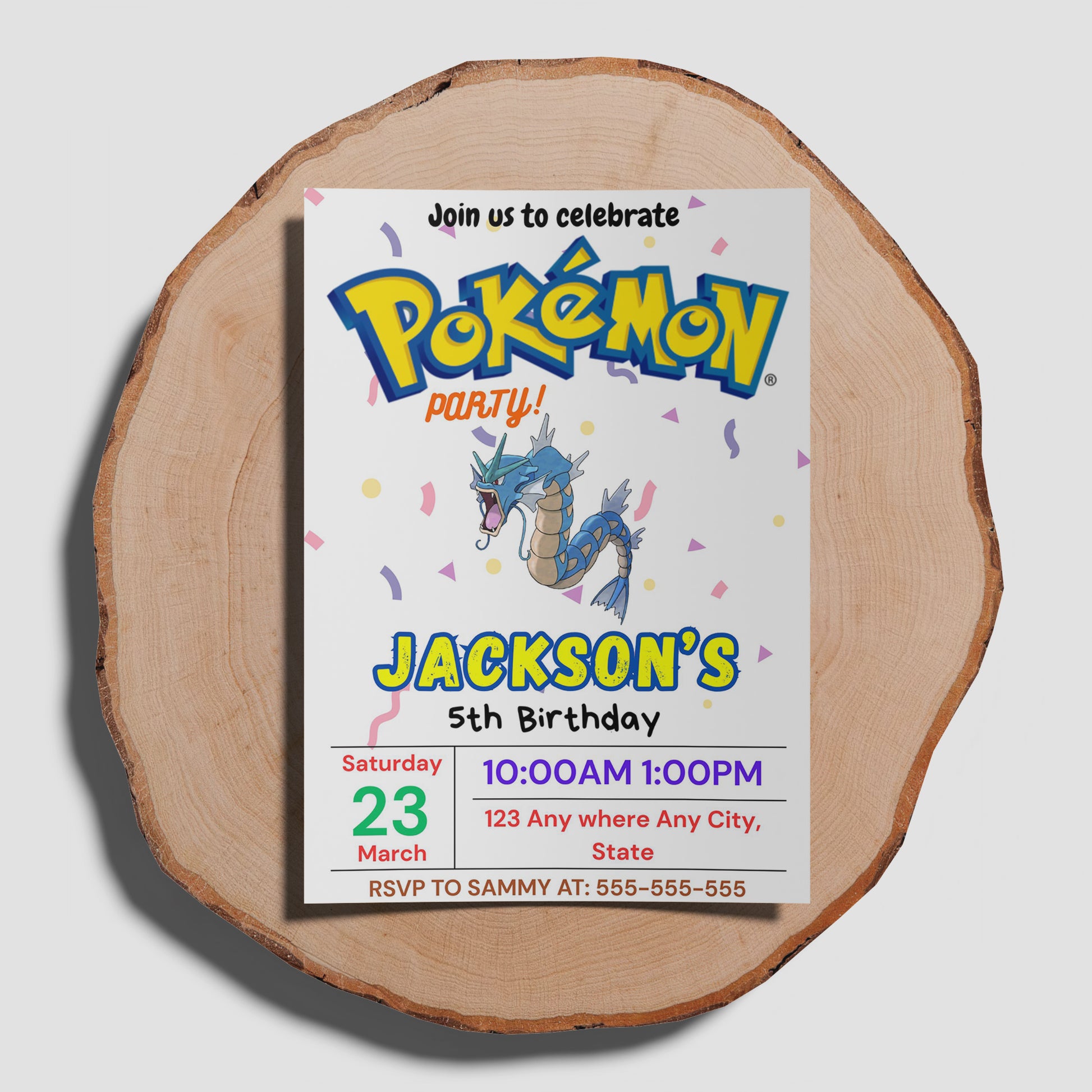 Gyarados Birthday Invitation Template | Pokemon Invite - CreativeRino