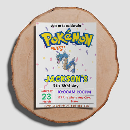 Gyarados Birthday Invitation Template | Pokemon Invite - CreativeRino