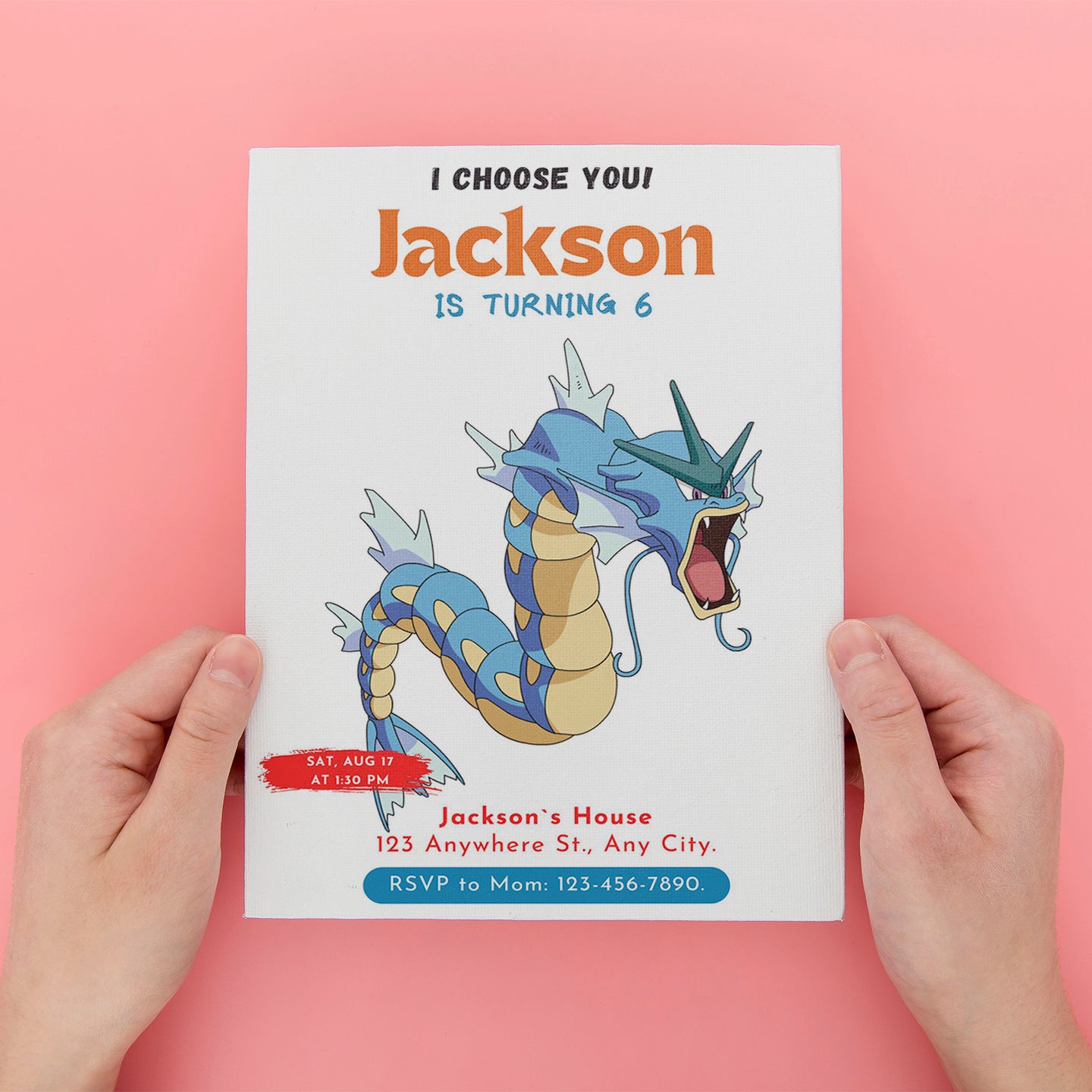 Gyarados Birthday Party Invitation Template | Pokemon Invite - CreativeRino