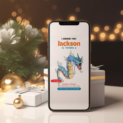 Gyarados Birthday Party Invitation Template | Pokemon Invite - CreativeRino