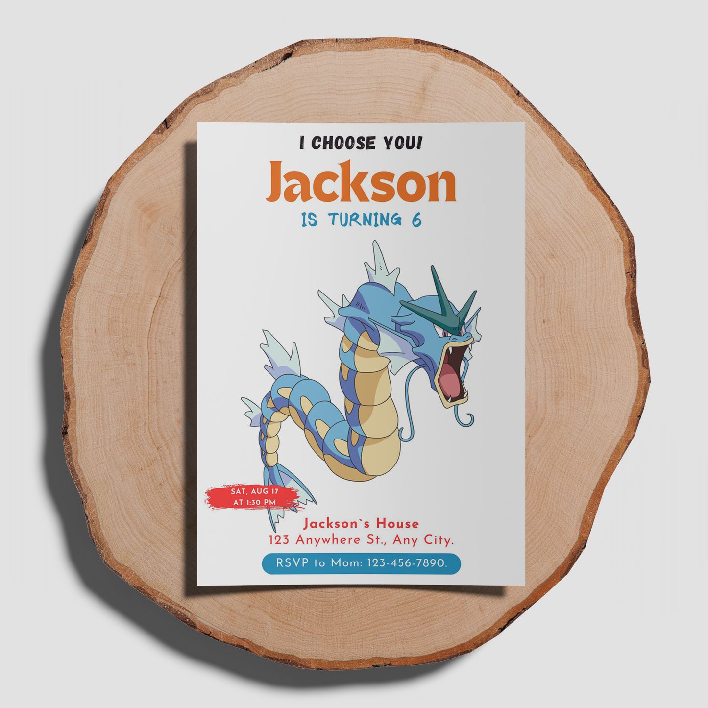 Gyarados Birthday Party Invitation Template | Pokemon Invite - CreativeRino