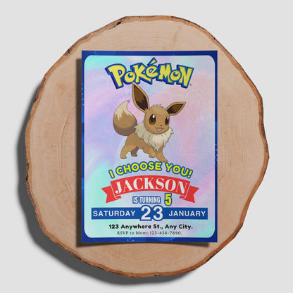 Eevee Invitation Template | Pokemon Birthday Invite - CreativeRino
