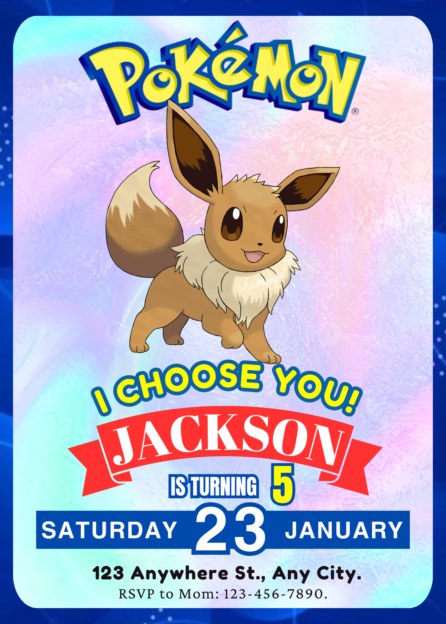 Eevee Invitation Template | Pokemon Birthday Invite - CreativeRino