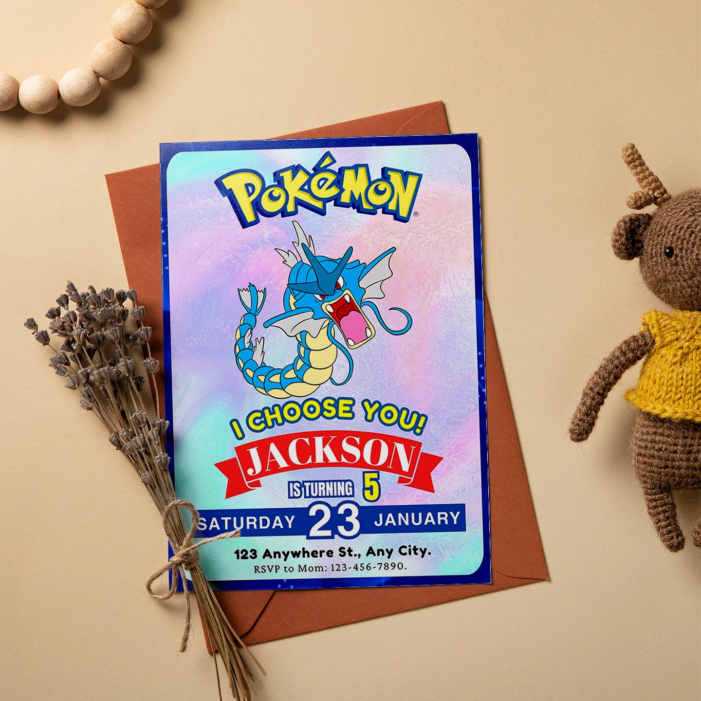 Gyarados Invitation Template | Pokemon Birthday Invite - CreativeRino