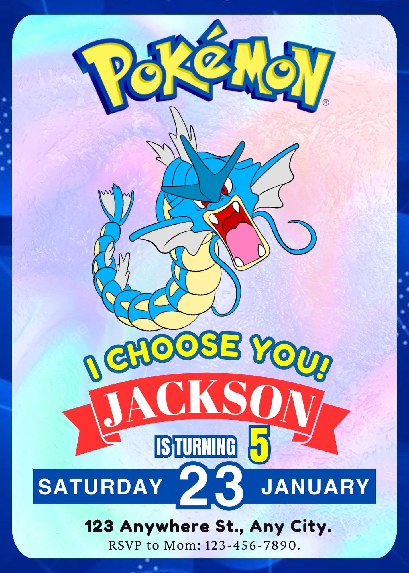 Gyarados Invitation Template | Pokemon Birthday Invite - CreativeRino