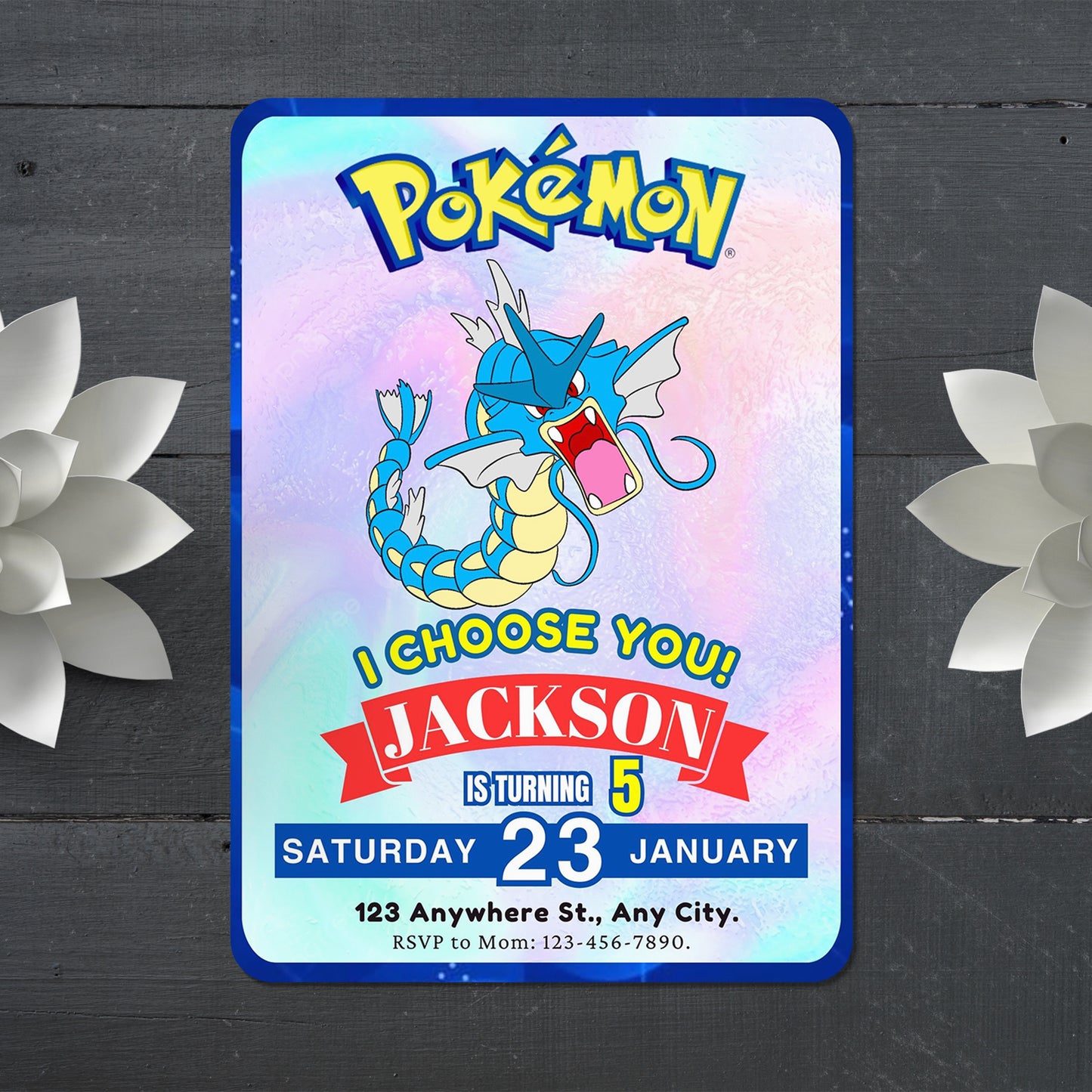Gyarados Invitation Template | Pokemon Birthday Invite - CreativeRino