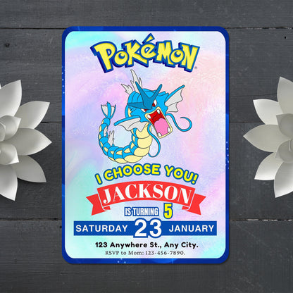 Gyarados Invitation Template | Pokemon Birthday Invite - CreativeRino