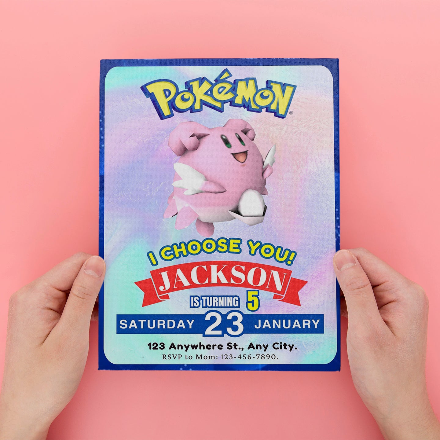 Blissey Invitation Template | Pokemon Birthday Invite - CreativeRino