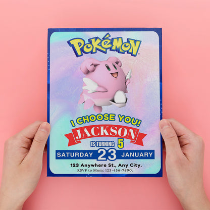 Blissey Invitation Template | Pokemon Birthday Invite - CreativeRino
