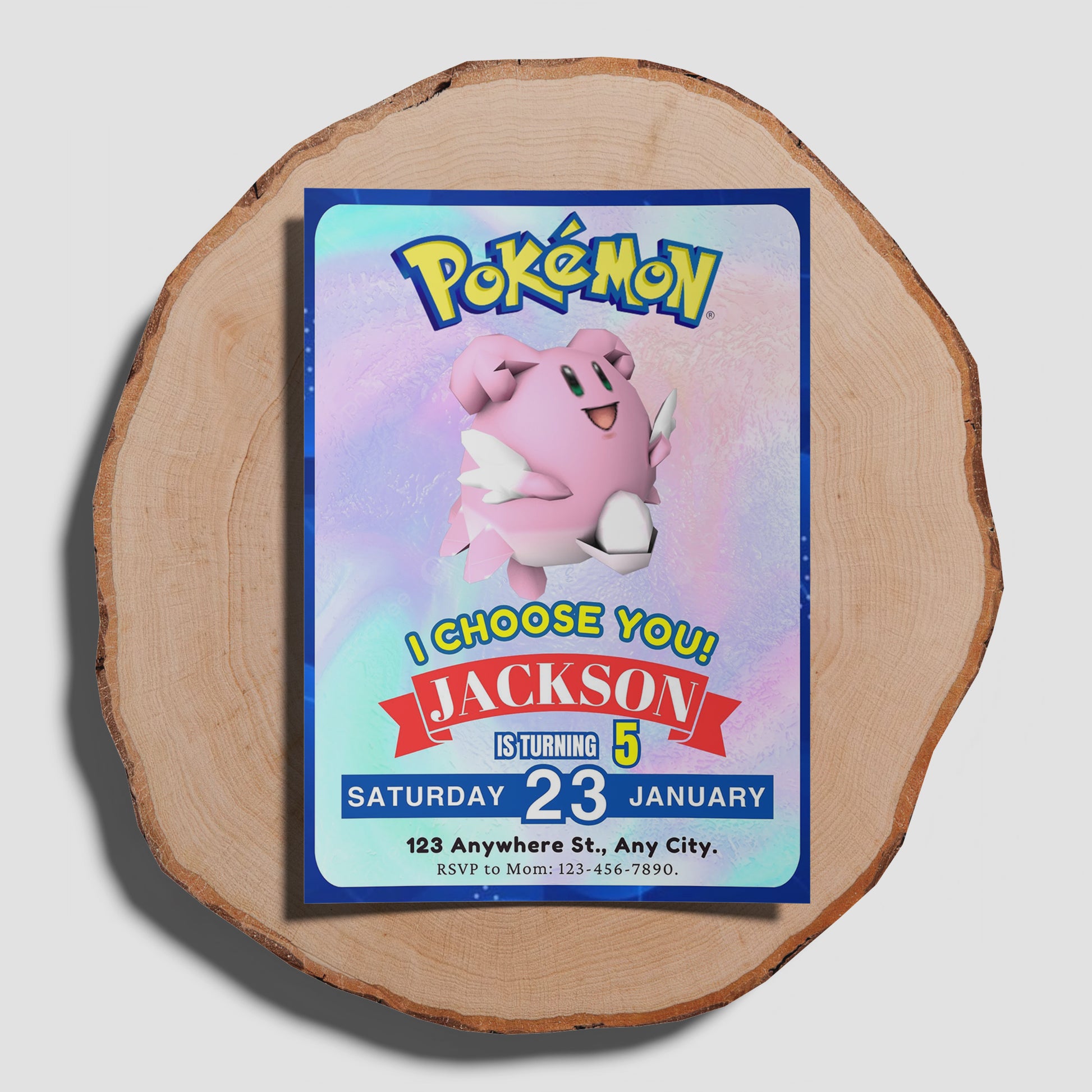 Blissey Invitation Template | Pokemon Birthday Invite - CreativeRino