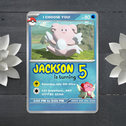 Blissey Invitation Template | Pokemon Card Birthday Invite - CreativeRino