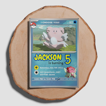 Blissey Invitation Template | Pokemon Card Birthday Invite - CreativeRino