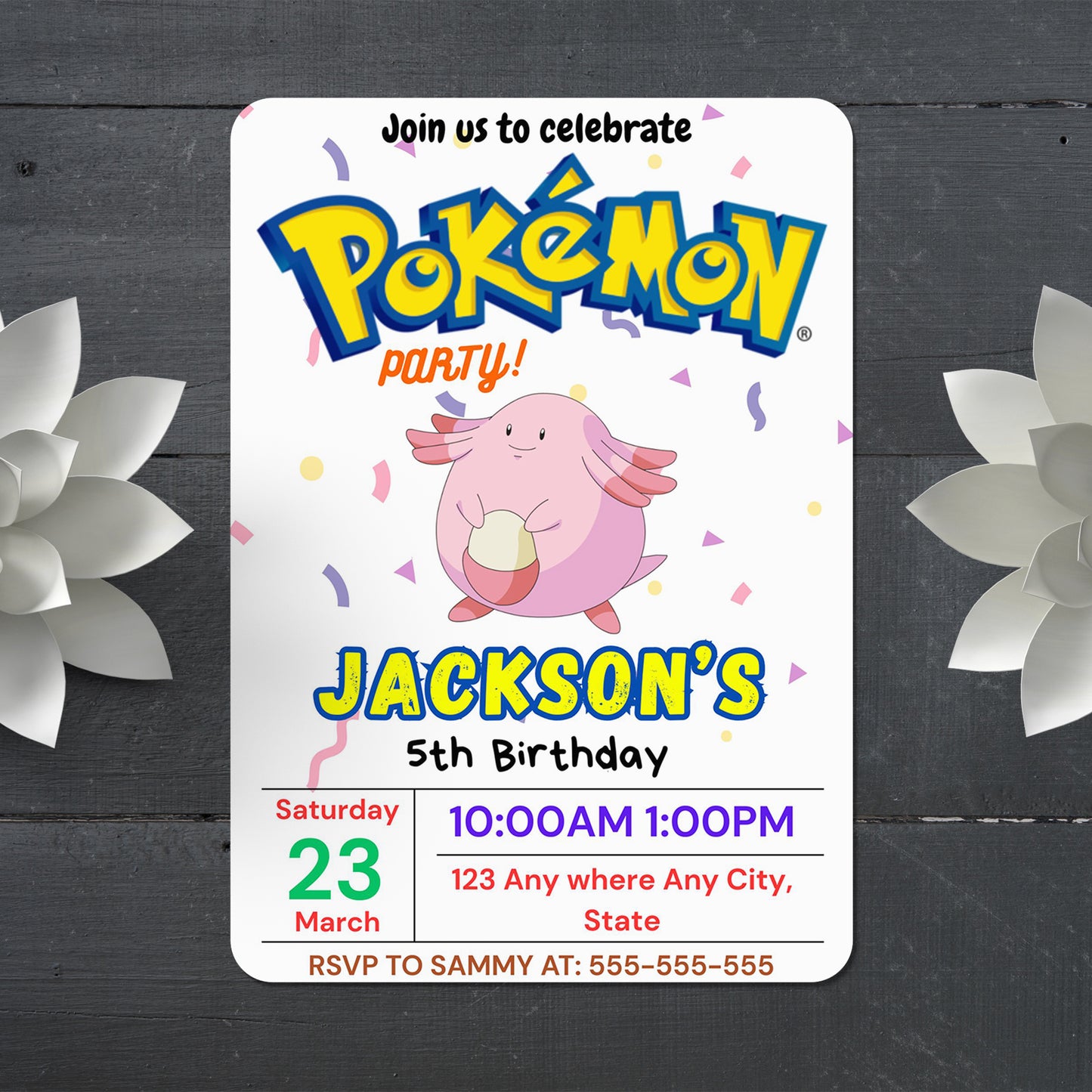 Blissey Birthday Invitation Template | Pokemon Invite - CreativeRino