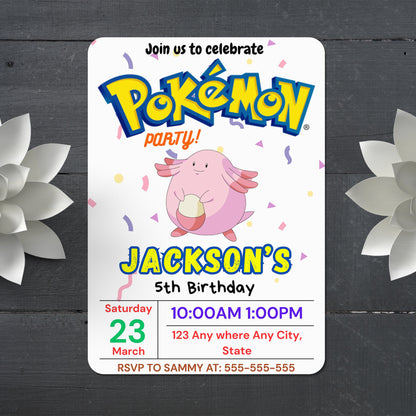 Blissey Birthday Invitation Template | Pokemon Invite - CreativeRino