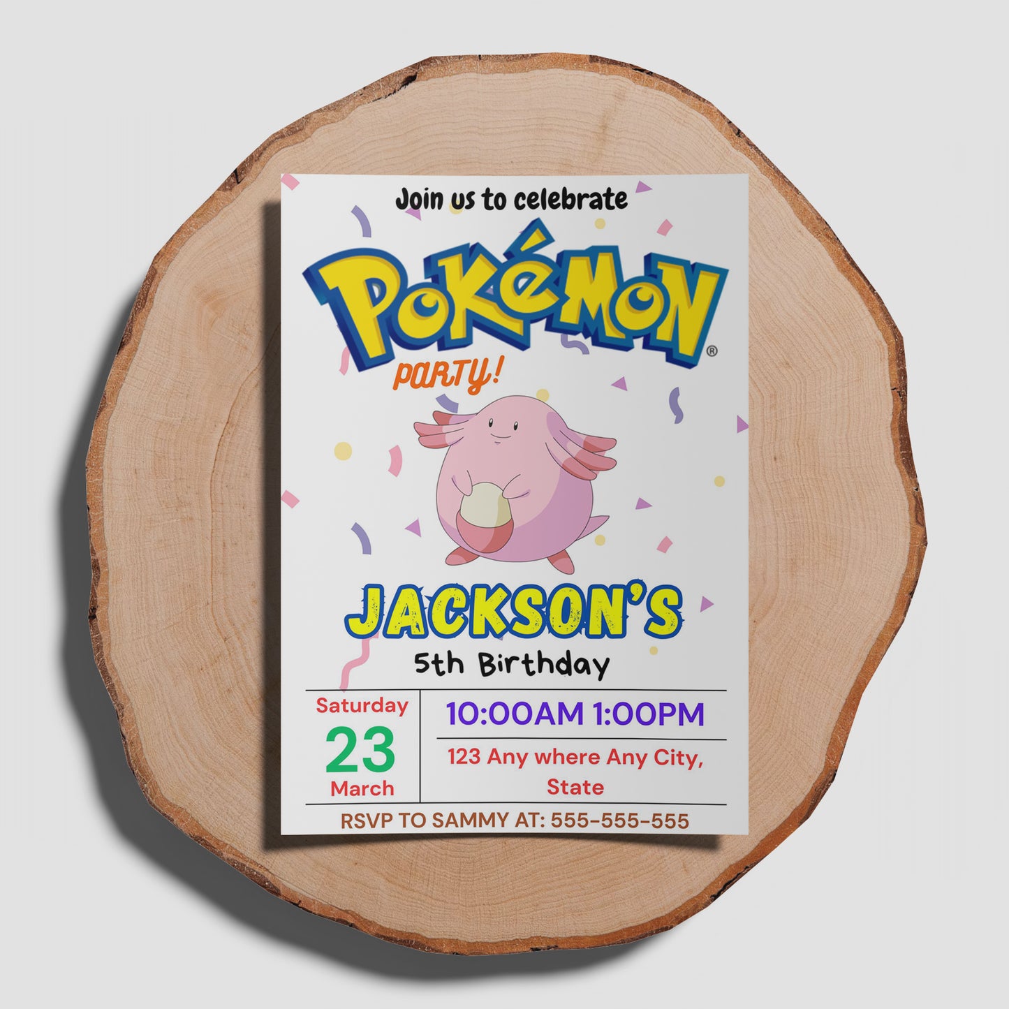Blissey Birthday Invitation Template | Pokemon Invite - CreativeRino