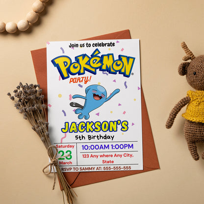 Wobbuffet Birthday Invitation Template | Pokemon Invite - CreativeRino