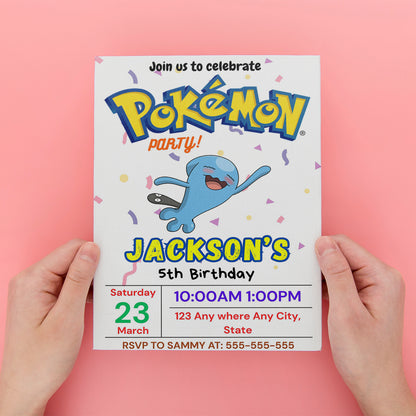 Wobbuffet Birthday Invitation Template | Pokemon Invite - CreativeRino