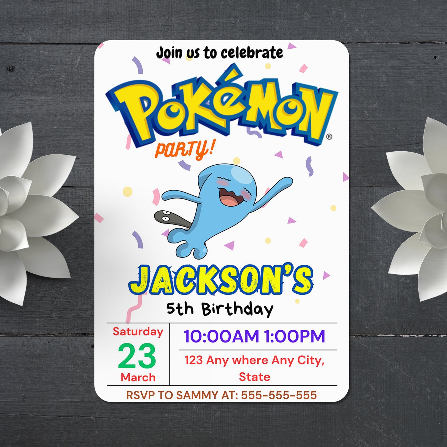 Wobbuffet Birthday Invitation Template | Pokemon Invite - CreativeRino