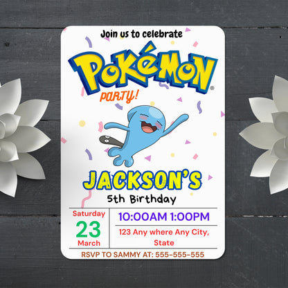 Wobbuffet Birthday Invitation Template | Pokemon Invite - CreativeRino