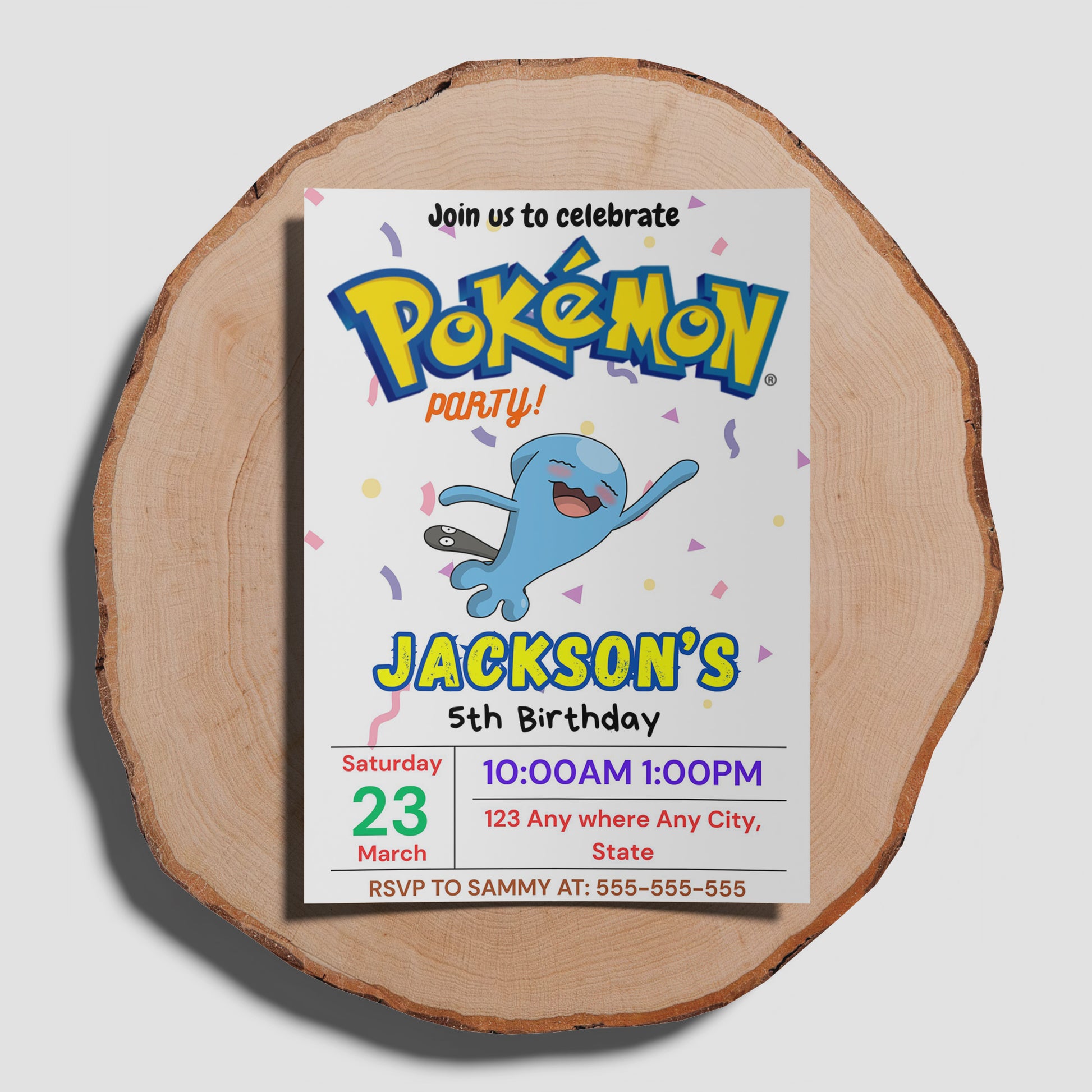Wobbuffet Birthday Invitation Template | Pokemon Invite - CreativeRino