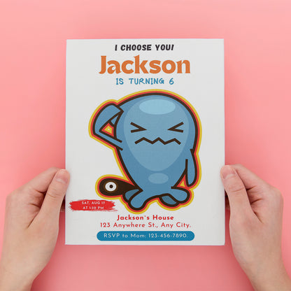 Wobbuffet Birthday Party Invitation Template | Pokemon Invite - CreativeRino