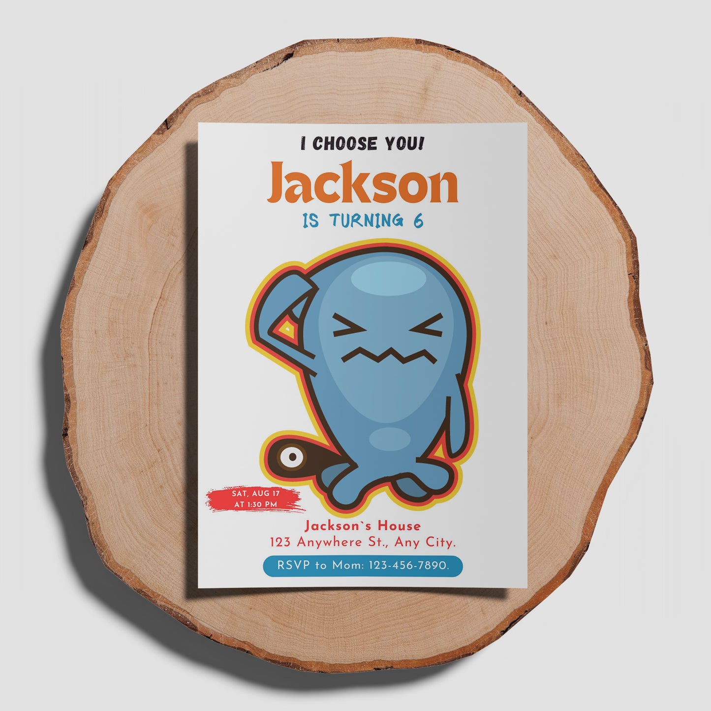 Wobbuffet Birthday Party Invitation Template | Pokemon Invite - CreativeRino