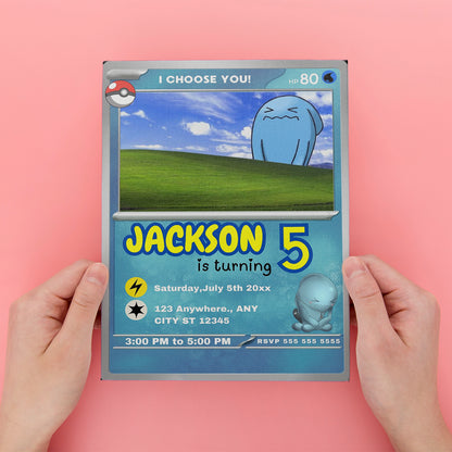 Wobbuffet Invitation Template | Pokemon Card Birthday Invite - CreativeRino