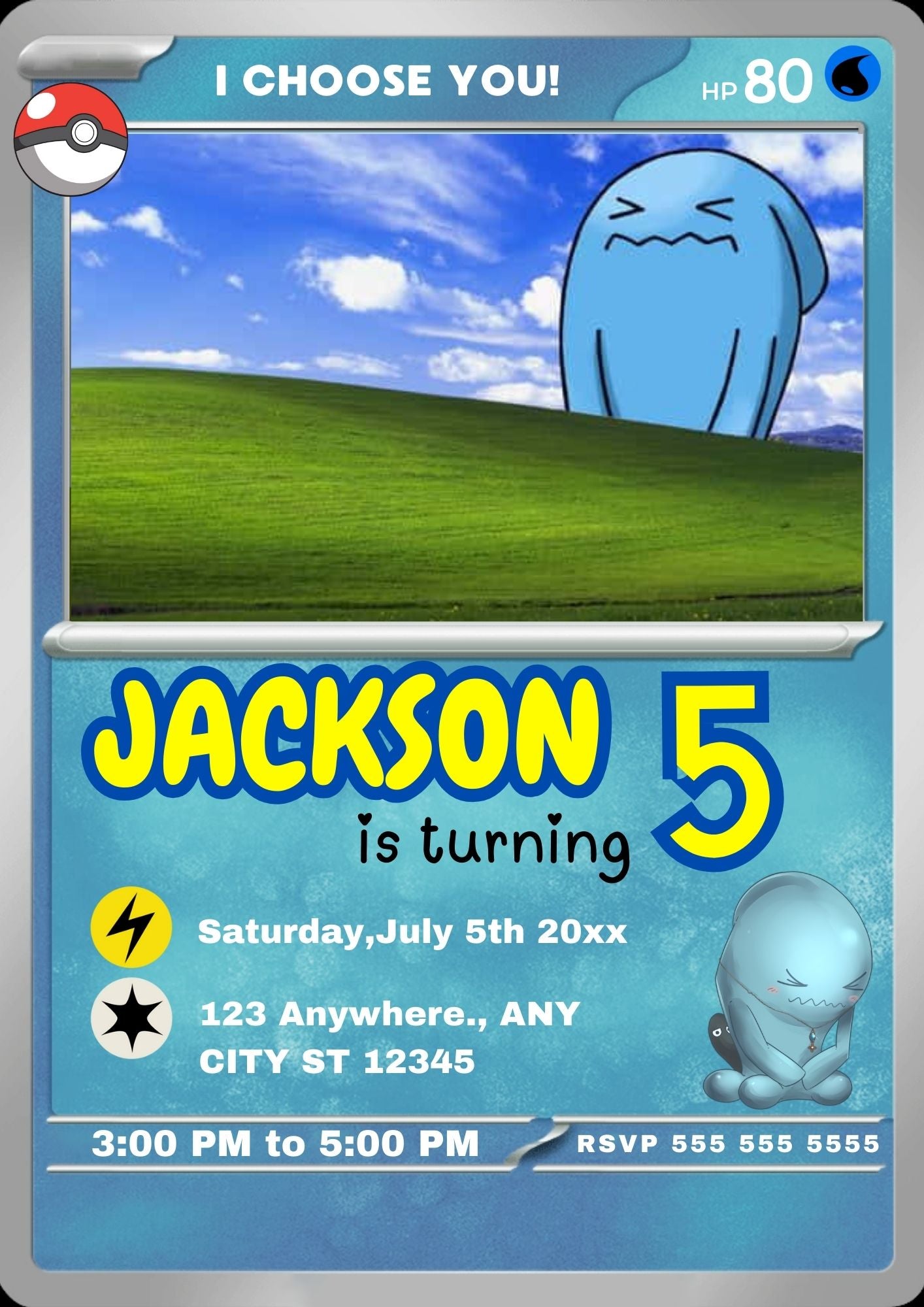 Wobbuffet Invitation Template | Pokemon Card Birthday Invite - CreativeRino