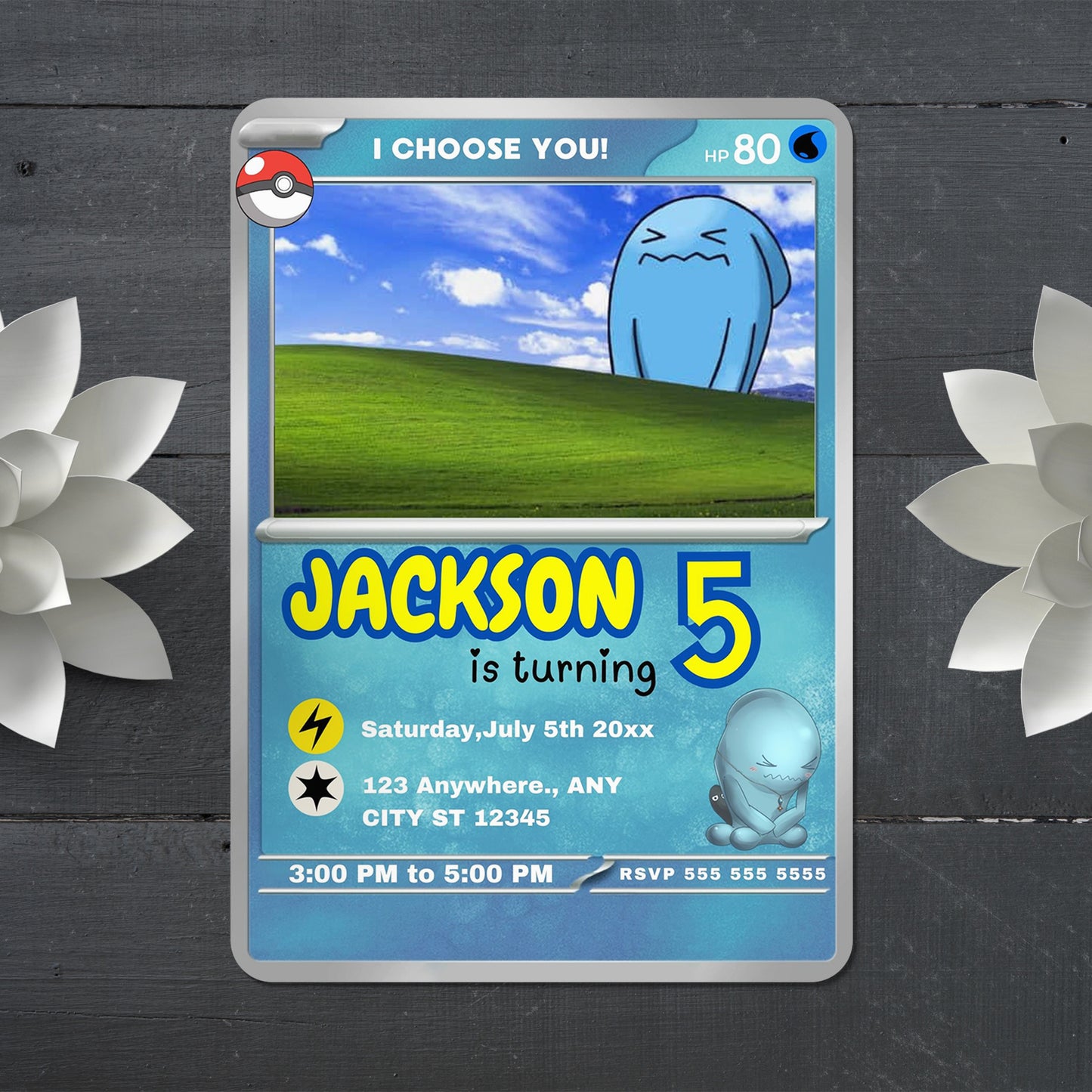 Wobbuffet Invitation Template | Pokemon Card Birthday Invite - CreativeRino
