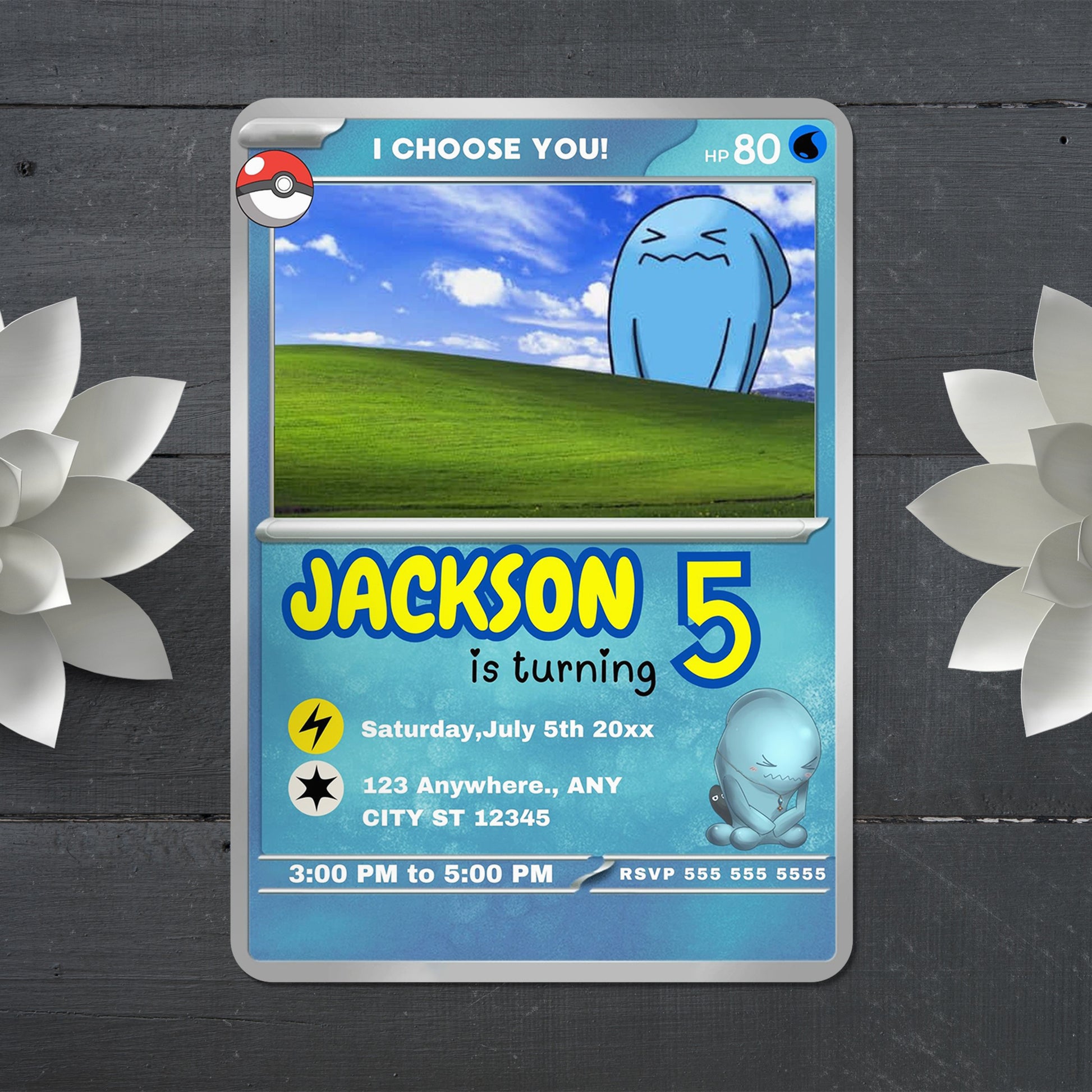 Wobbuffet Invitation Template | Pokemon Card Birthday Invite - CreativeRino