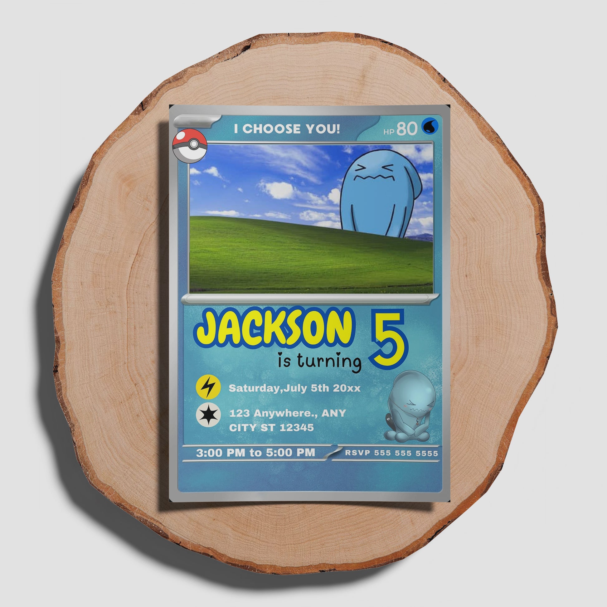 Wobbuffet Invitation Template | Pokemon Card Birthday Invite - CreativeRino