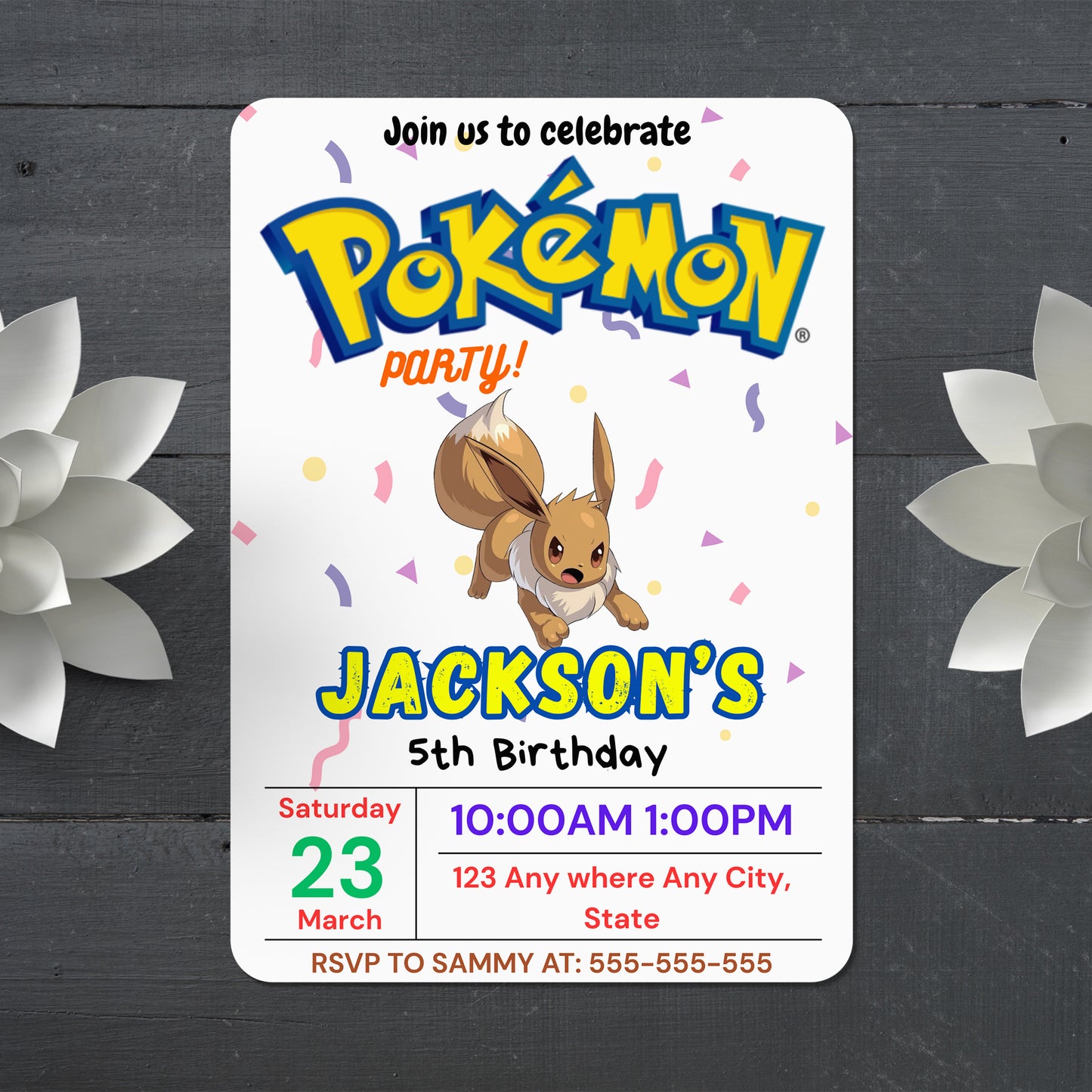 Eevee Birthday Invitation Template | Pokemon Invite - CreativeRino