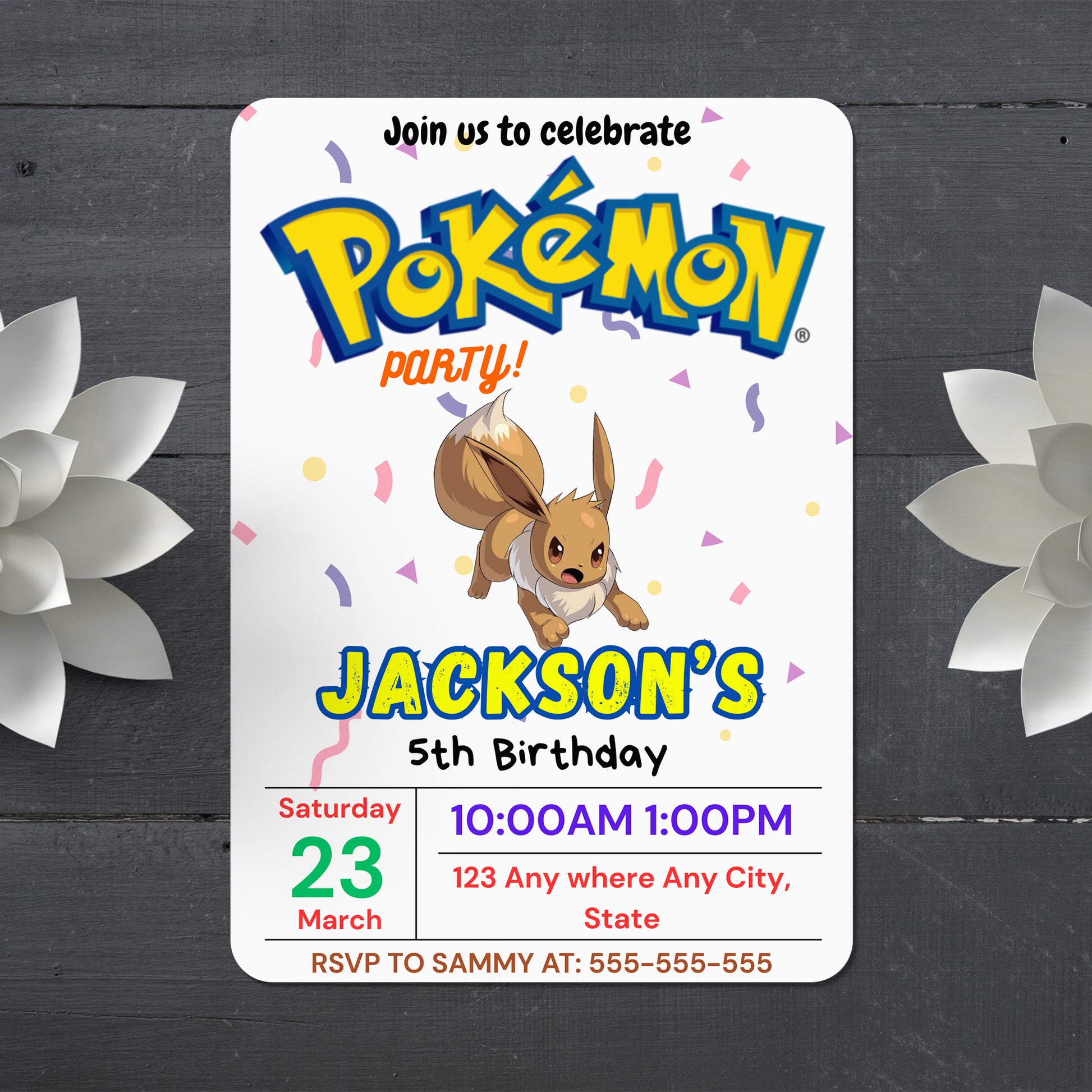 Eevee Birthday Invitation Template | Pokemon Invite - CreativeRino