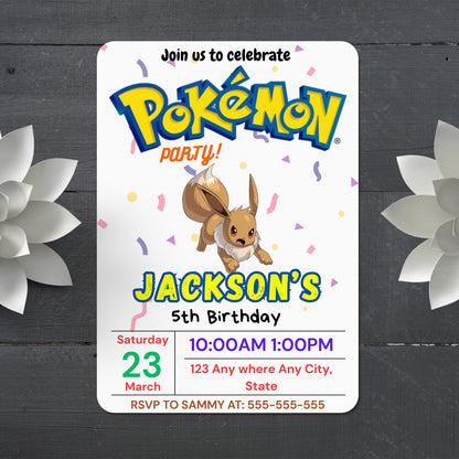Eevee Birthday Invitation Template | Pokemon Invite - CreativeRino