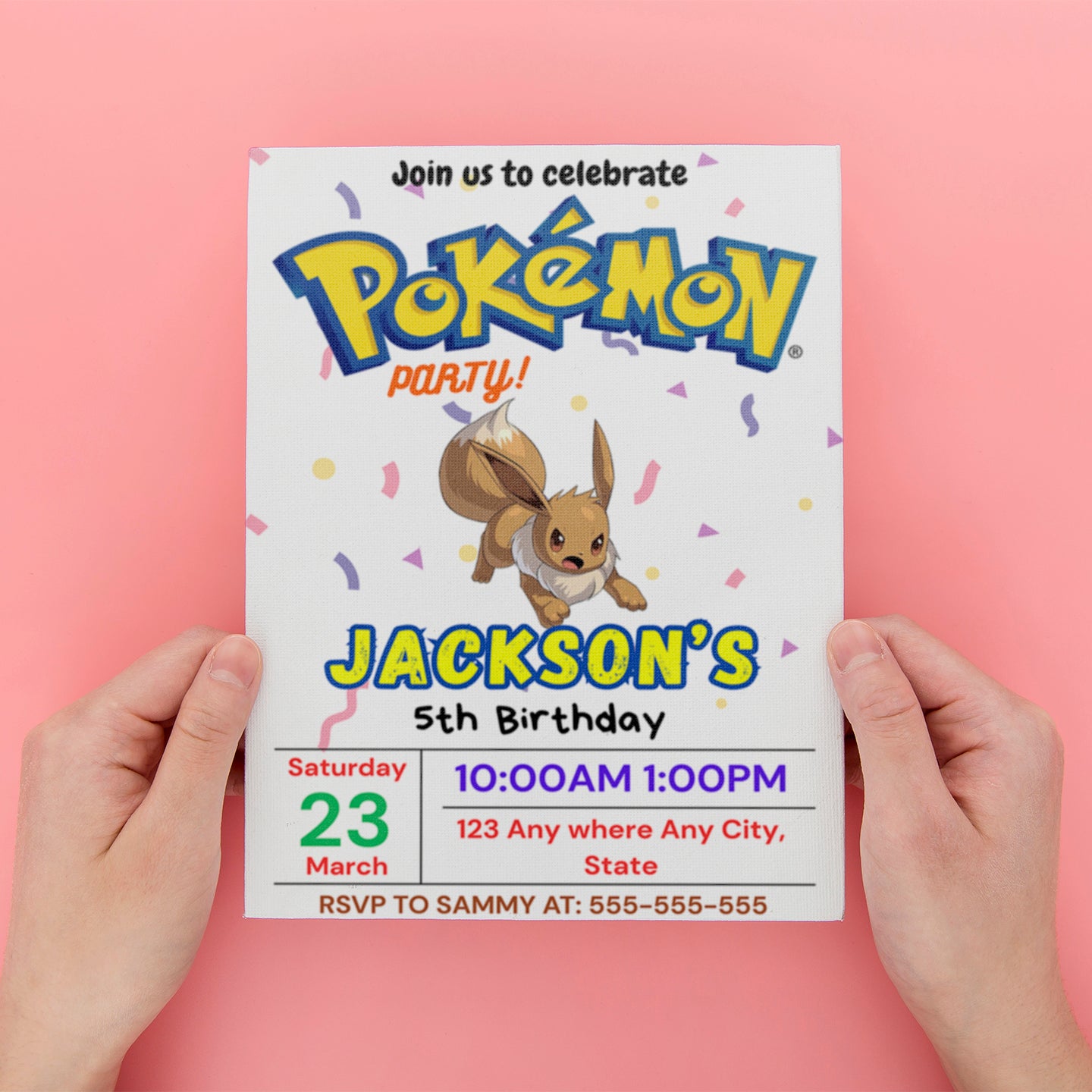 Eevee Birthday Invitation Template | Pokemon Invite - CreativeRino