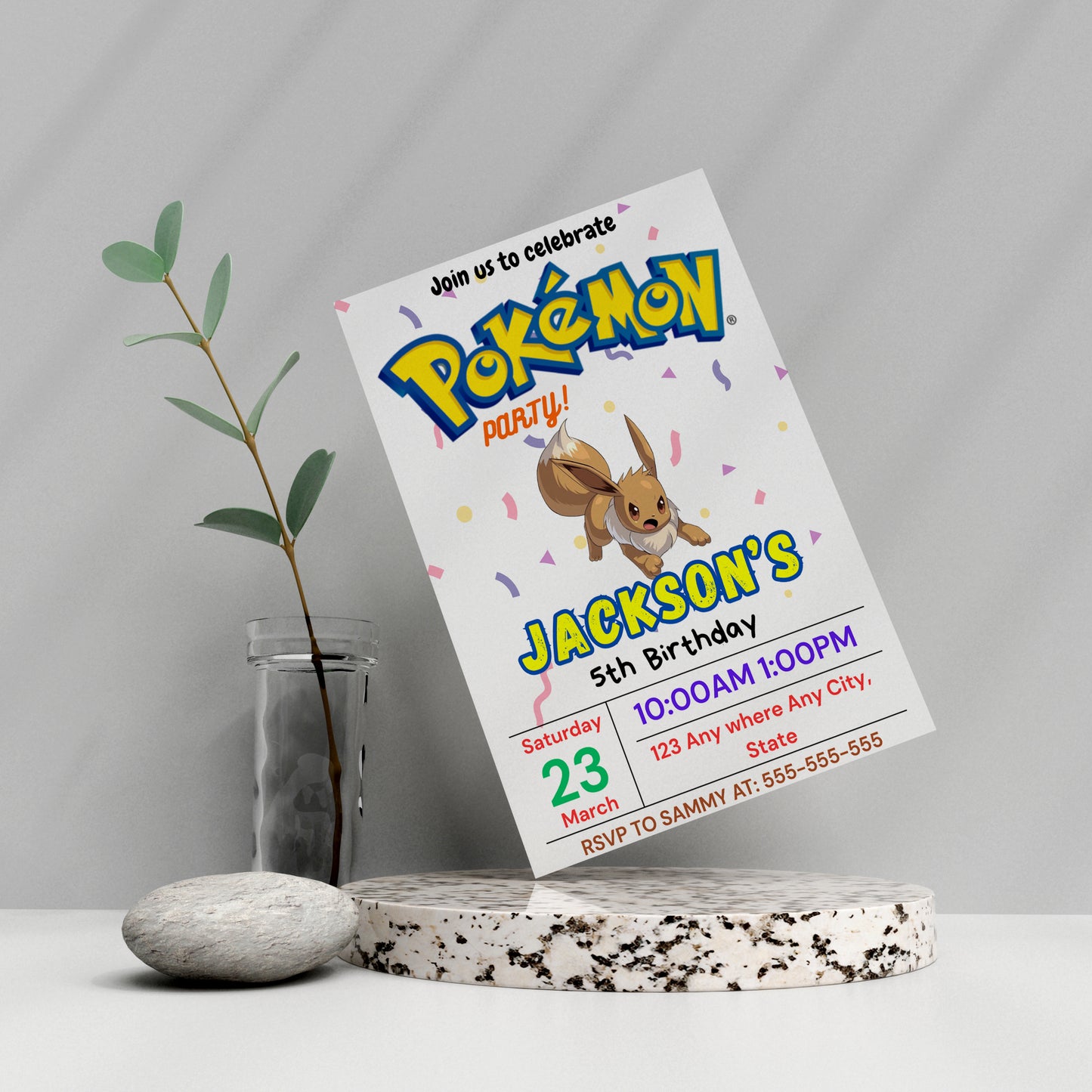 Eevee Birthday Invitation Template | Pokemon Invite - CreativeRino