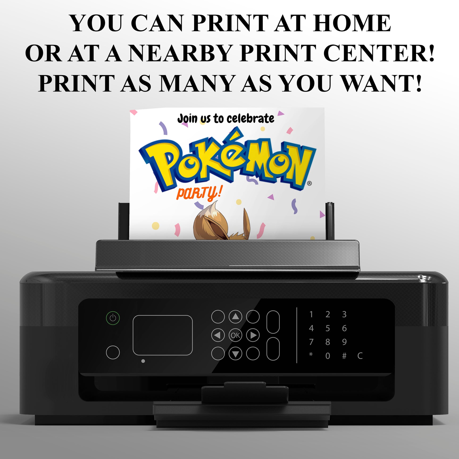 Eevee Birthday Invitation Template | Pokemon Invite - CreativeRino