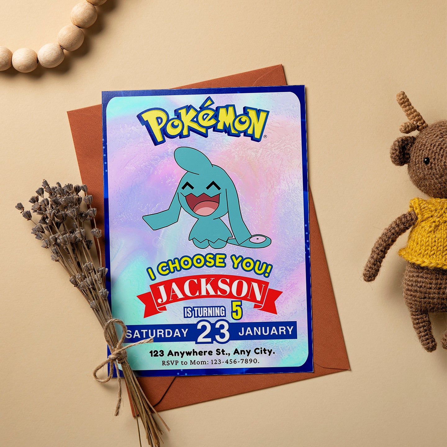 Wobbuffet Invitation Template | Pokemon Birthday Invite - CreativeRino