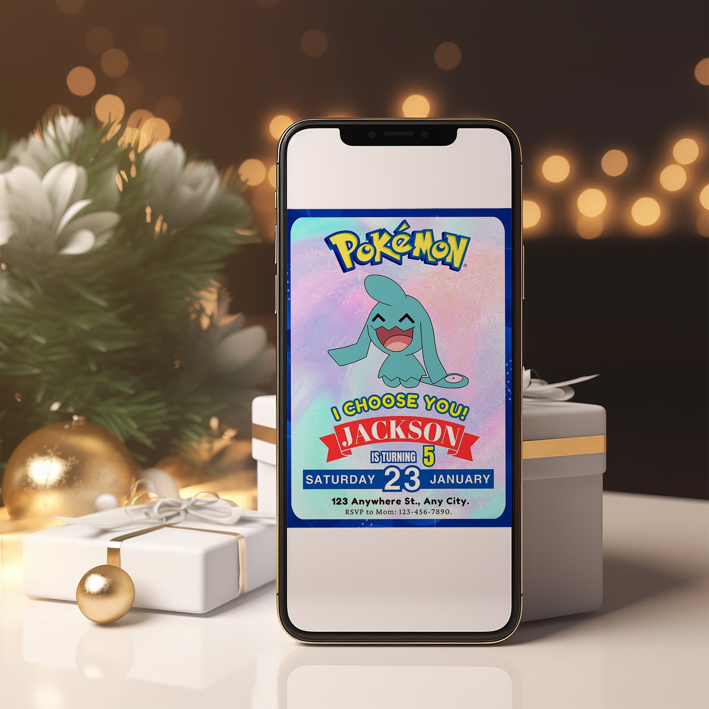 Wobbuffet Invitation Template | Pokemon Birthday Invite - CreativeRino