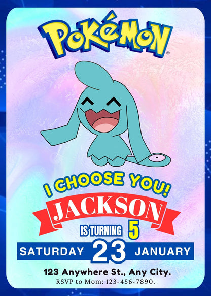 Wobbuffet Invitation Template | Pokemon Birthday Invite - CreativeRino
