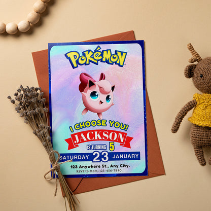 Jigglypuff Invitation Template | Pokemon Birthday Invite - CreativeRino