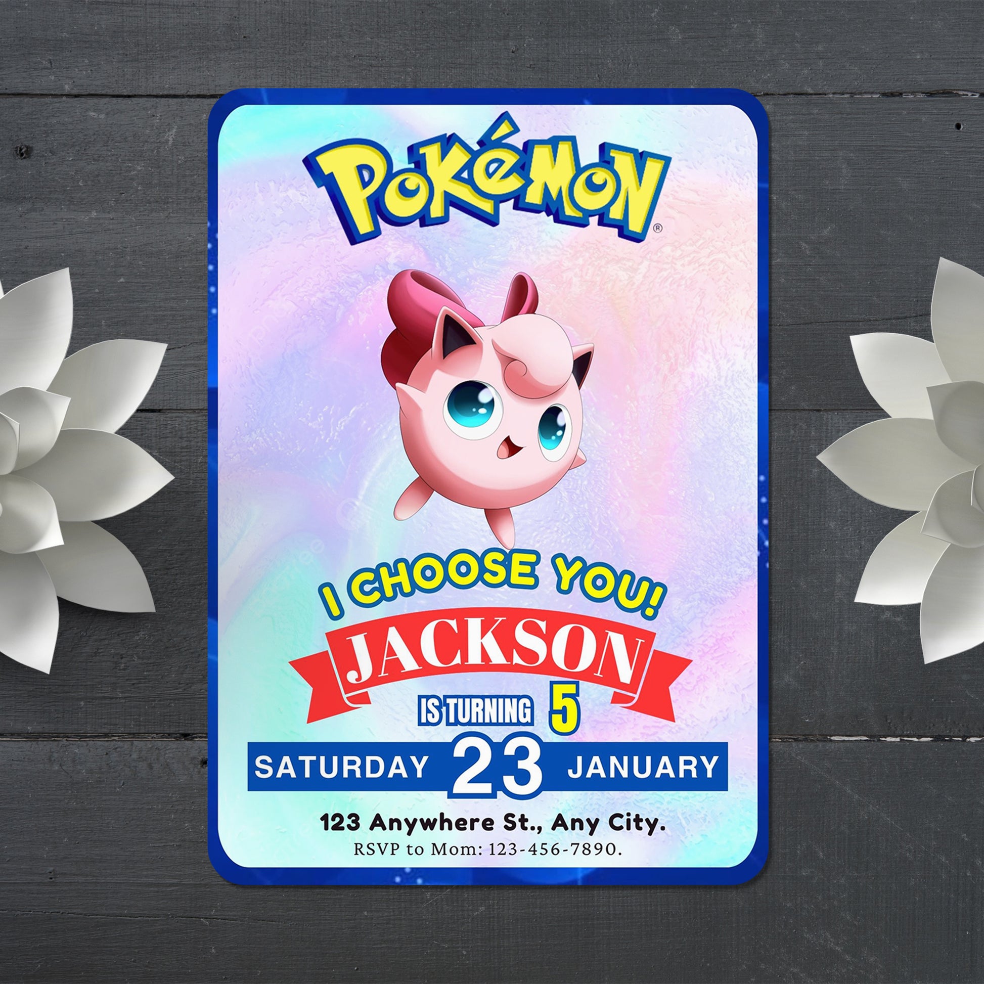Jigglypuff Invitation Template | Pokemon Birthday Invite - CreativeRino