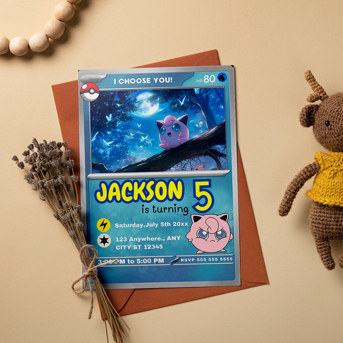 Jigglypuff Invitation Template | Pokemon Card Birthday Invite - CreativeRino