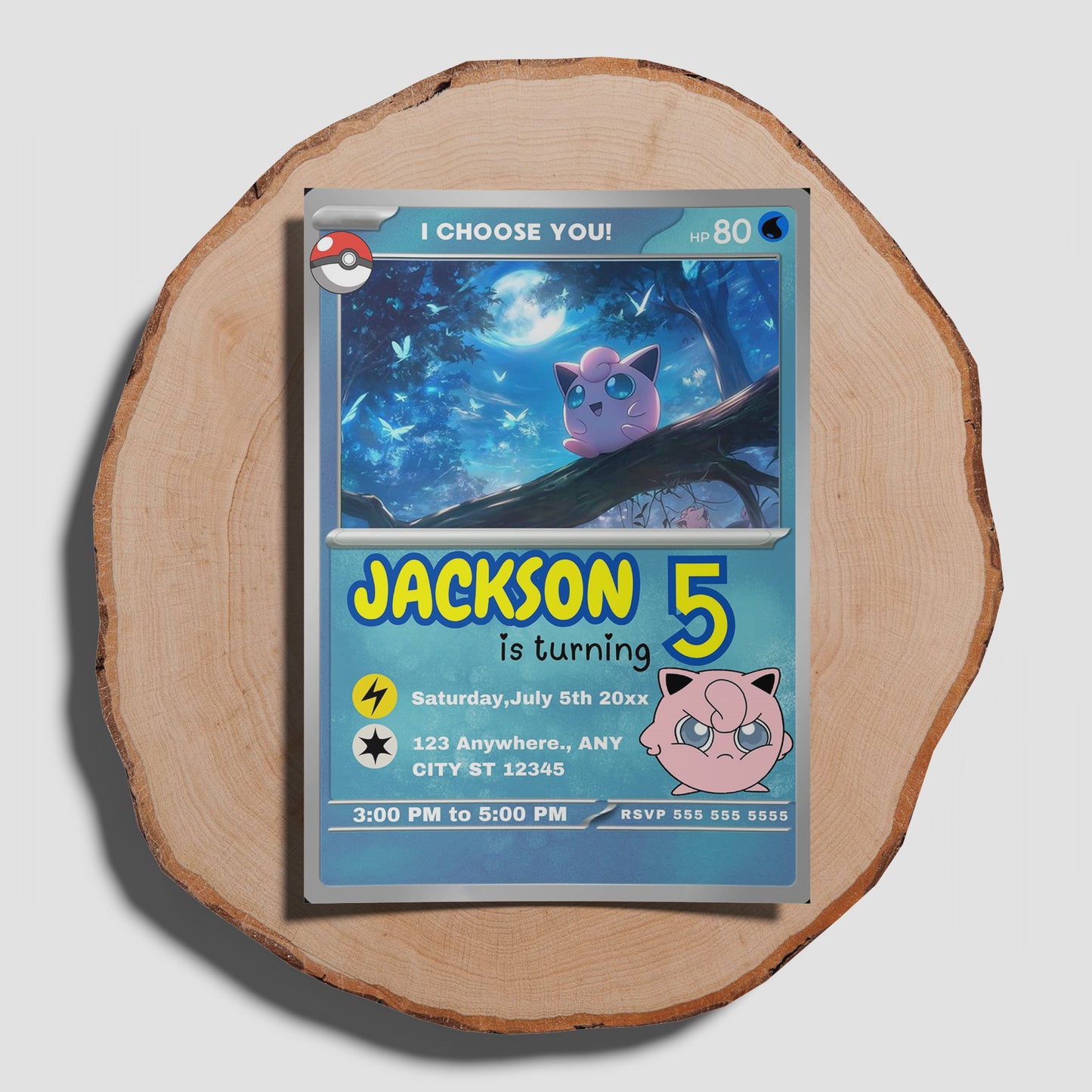 Jigglypuff Invitation Template | Pokemon Card Birthday Invite - CreativeRino