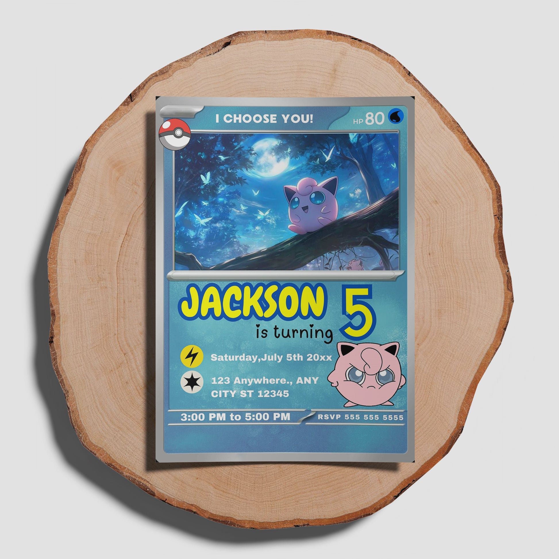 Jigglypuff Invitation Template | Pokemon Card Birthday Invite - CreativeRino