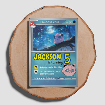 Jigglypuff Invitation Template | Pokemon Card Birthday Invite - CreativeRino
